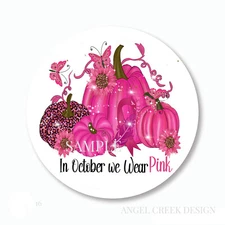 In October We Wear Pink Breast Cancer Scrapbook Stickers Favors Envelope Seal