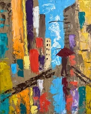 NYC Painting New York City Original Art Cityscape Oil Impasto Small Wall Art