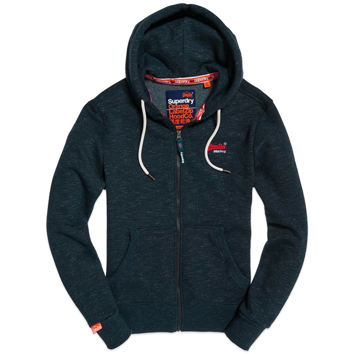 Superdry Men's Hoodie - New Superdry Orange Label Zip Hood - Navy/Grey/Ice  Marl | eBay