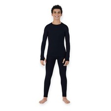NEW Cuddl Duds Boys Black 2-pc Warm Base Layers Crew /Pant XS 4/5