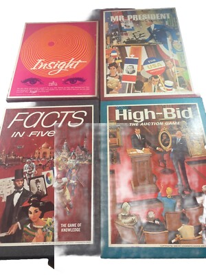 3M Bookshelf Games Lot- 4 Insight High-Bid Facts In Five Mr. President Party Fam