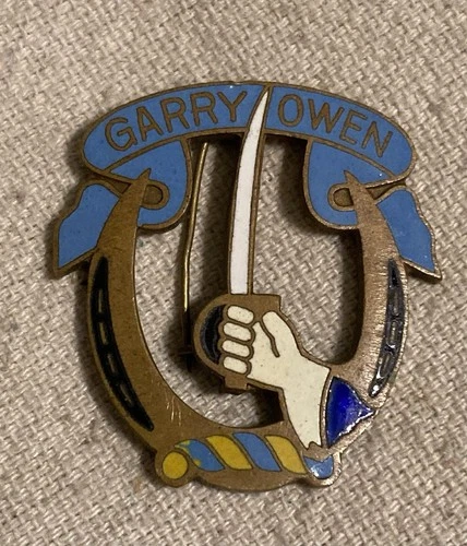 WW2 US Army Military 7th Cavalry Regiment Gary Owen Japanese Made DUI Pin