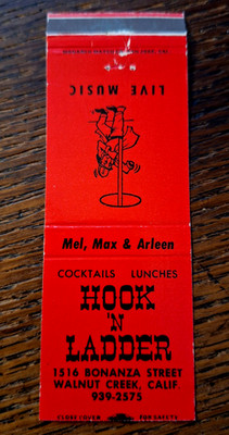Vintage Matchbook: Hook 'N Ladder, Walnut Creek, CA