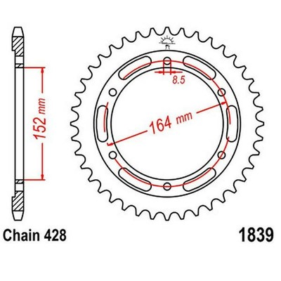 KRONA Z55 428 SCHWARZ D.INT. 152 727.46.99 Für Yamaha 500 SR 1991-2000