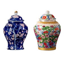 Storage Pot Ceramic Flower Vase with Lid Table Centerpiece Can Tea Canister