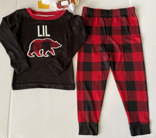 Dearfoams Black / Red Plaid 2 Piece Set Pajamas Long Sleeves Toddler Size 3T NWT