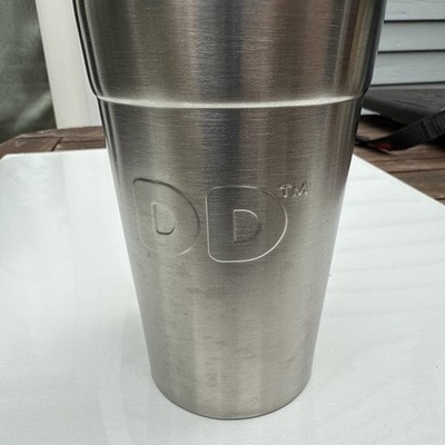 2012 Dunkin Donuts Stainless Steel Tumbler Travel Mug Cup Brown Lid 14 Oz - EUC