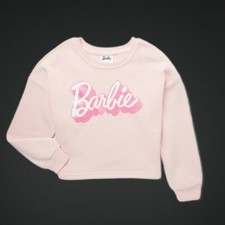Girls Pink Barbie Logo Sweatshirt with Long Sleeves Size Large