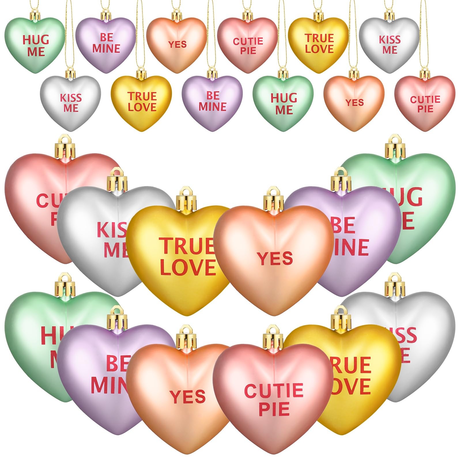 24 Pcs Valentine's Day Plastic Conversation Hearts Candy Love Letter Charms H...