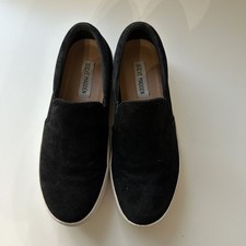 Steve Madden Womens Shoes Gills Casual Slip On Platform Loafer Black Suede 7M