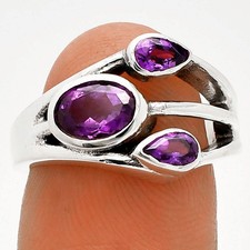 Natural African Amethyst 925 Sterling Silver Ring s.6 Jewelry R-1024