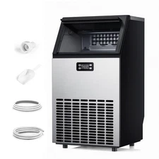 150 lbs Commercial Ice Machine, Stainless Steel ice maker, Built-in/Freestanding