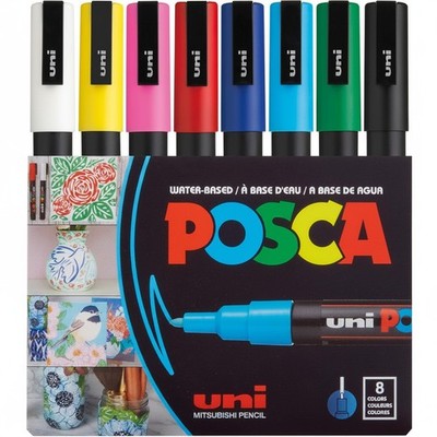 Marker Set 8 Farben wasserbasiert feine Rundspitze Zeichnen Schreiben