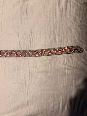 Gucci Snake print GG Supreme belt