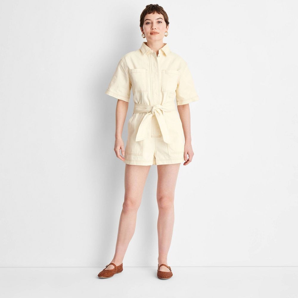 Женский комбинезон с коротким рукавом - Future Collective Cream M