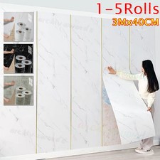 15M Self-Adhesive Marble Tiles Sticker Stick On Wall Kitchen Bathroom Livingroom
