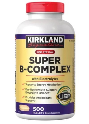 New Kirkland Super B-Complex with Electrolytes - 500 Tablets, Antioxidants