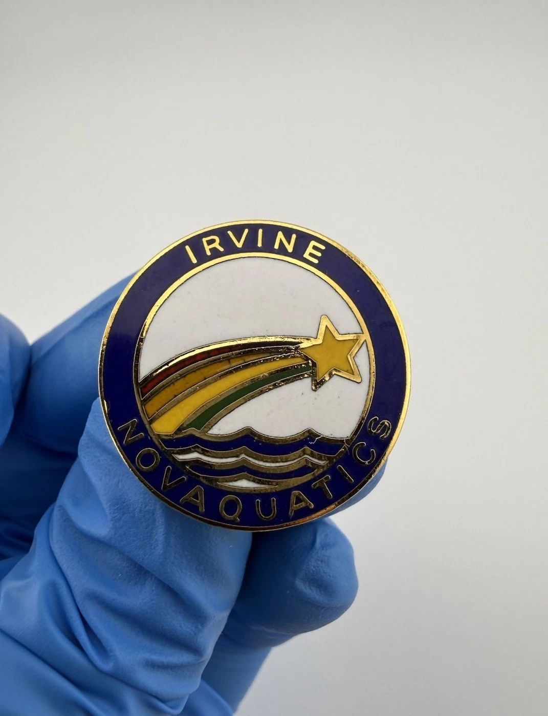 VTG 1994 Irvine Novaquatics Shooting Over Water Enamel Lapel Pin