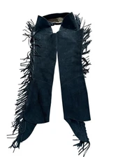 Barnstable Leather Horse Riding Chaps Zip Up Black Suede Size 10