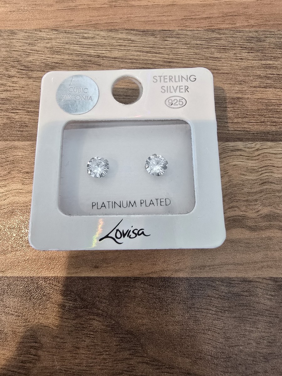 Sterling Silver Stud Earrings Lovisa Lovisa Cubic Zirconia Sterling Silver  Platinum Plated Silver Stud