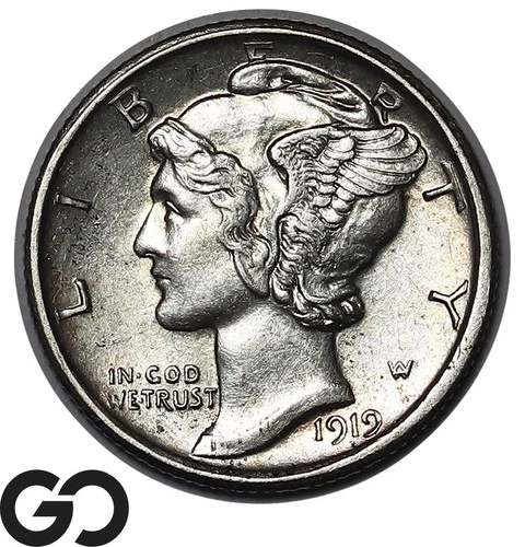 1919-D Mercury Dime Choice BU+