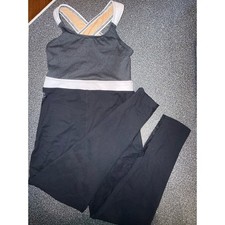 Kandi Kouture Dance Unitard Black  White Size Child X-Large