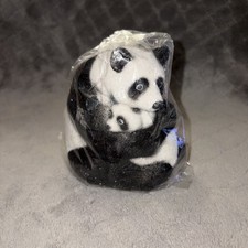 New NIP Panda Bear Mom With Baby Piggy Bank Fuzzy Flocked SG Toledo Zoo 4