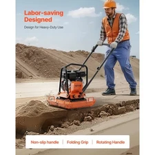 VEVOR Plate Compactor, 7.0 HP Gas Engine, 4451.22 lbf Vibration Compaction Force