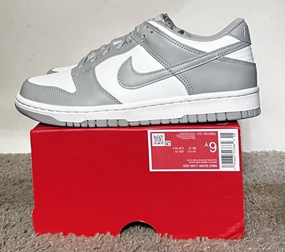 Size 6Y/7.5W- Nike Dunk Low White Light Smoke Grey GS NBY FB9109-123