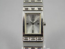Guess Watch Women 18x29mm Rectangle Silver Tone Bracelet Band New Battery 6"