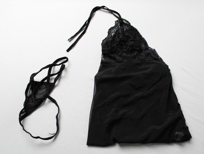 Penthouse Women's Bedtime Story Mini Dress w/ Thong Set DM3 Black Size L/XL NWT