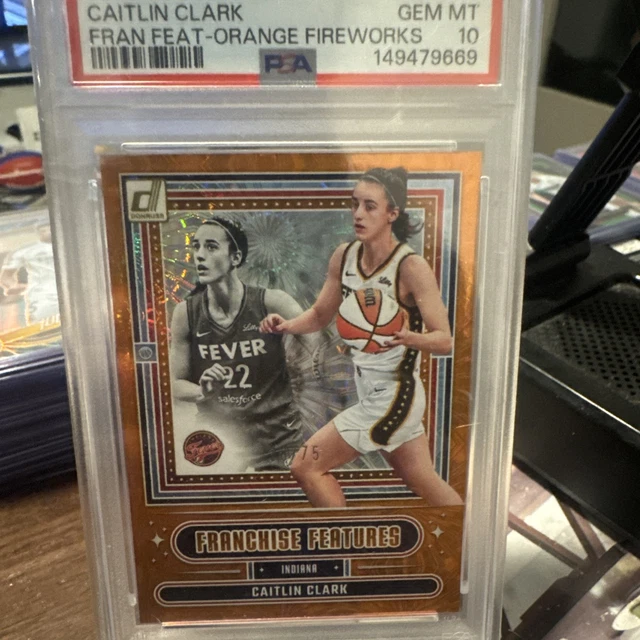 2025 Donruss WNBA Fran Features Caitlin Clark Orange Firework /75 PSA 10 Pop 1