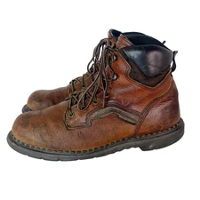 Men's distressed RED WING brown leather work boots 9.5 Dynaforce tie laces USA