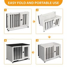 MOTOOS 33 20 24.5inch Gray White Fir Iron Folding Cat  Dog House