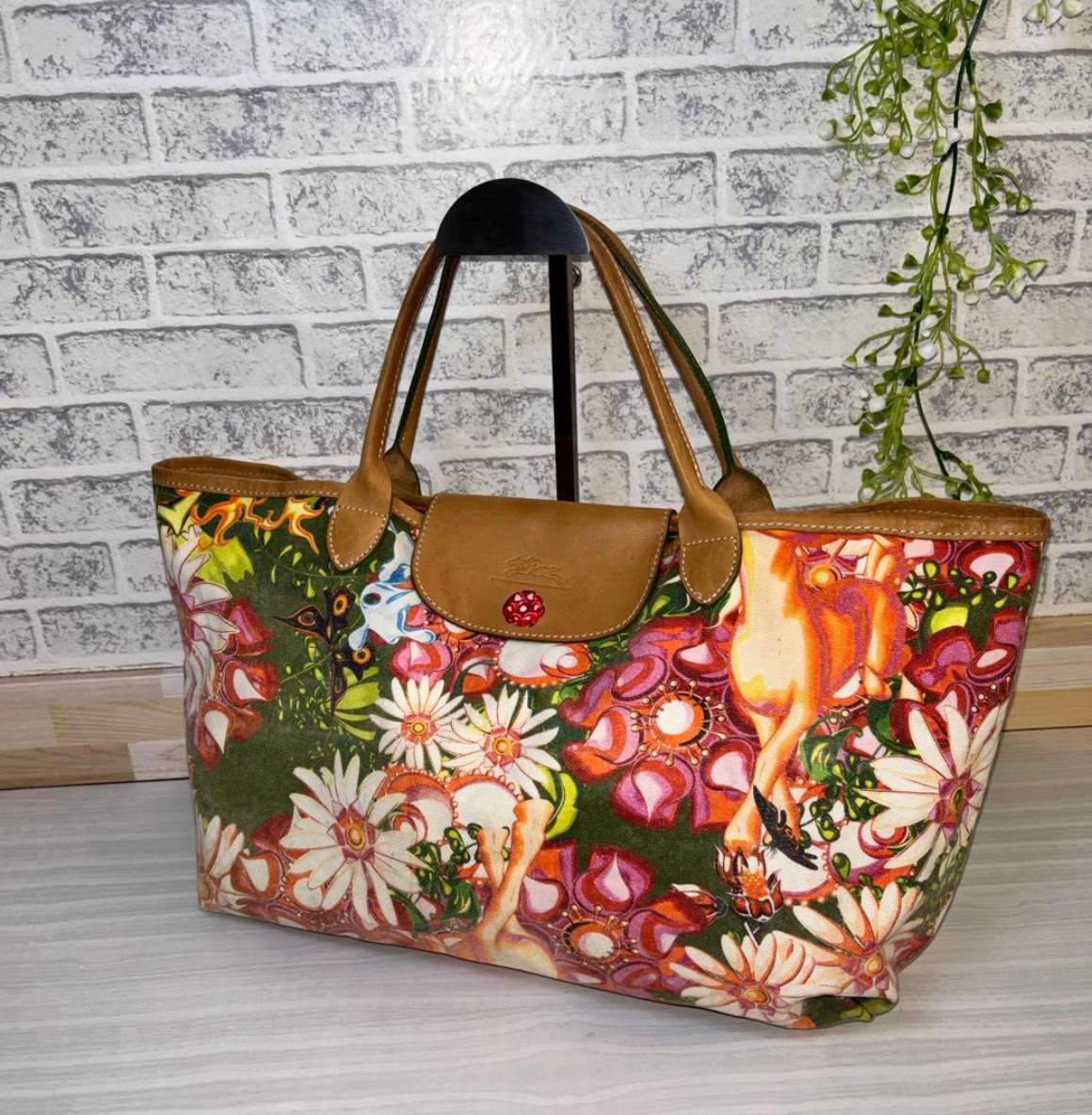 Longchamp MeCompany Collaboration Flower Print Bag Rare From Japan