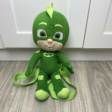PJ Masks Greg Gekko Plush 14" Backpack Green Stuffed Doll Toy Strap Zip Pocket