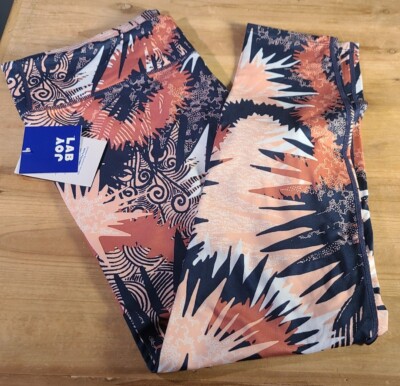Joy Lab Leggings XL Womens Navy Peach Brown Pattern