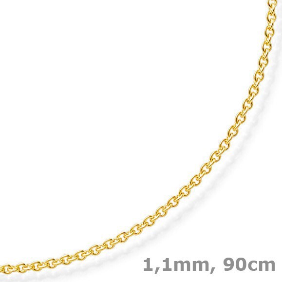 1,1Mm Rund-Ankerkette 750 Gold Gelbgold Kette Collier Halskette, 90Cm, Goldkette-image