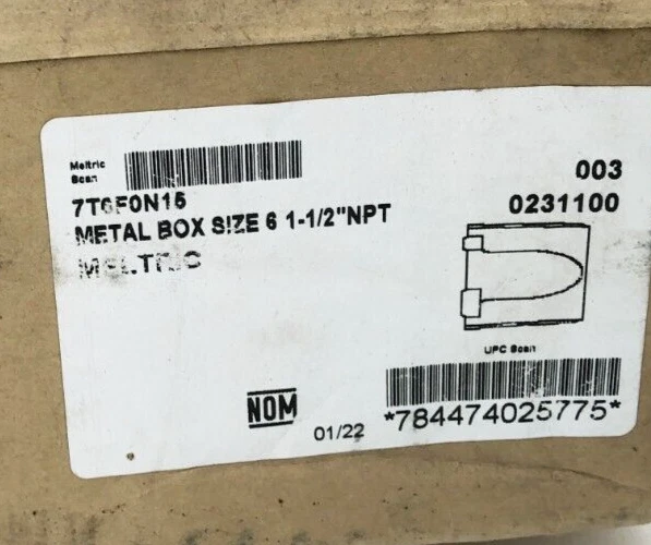 Nueva caja metálica Meltric 7T6F0N15 1-1/2" NPT talla 6 Foto 2 de 4