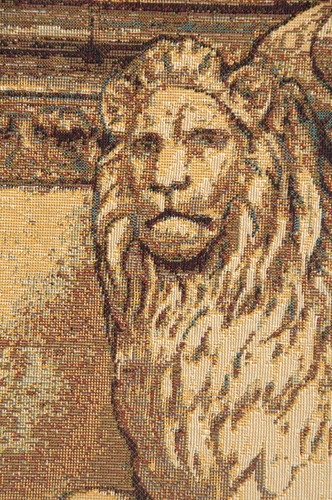 Löwe und Bücher Webteppich von Alberto Passini - Italienische Wandbehang Kunst Neu - Bild 9 von 10