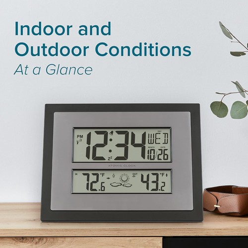 Stylish Gray/Silver Digital Wall Clock with Multiple Time Zones and Temperatures - Picture 4 of 9