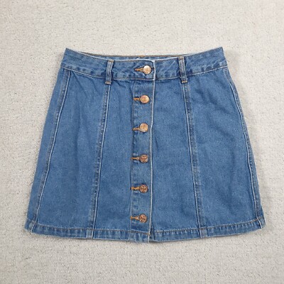 Forever 21 Button Front Denim Mini Skirt Women's Small Belt Loops