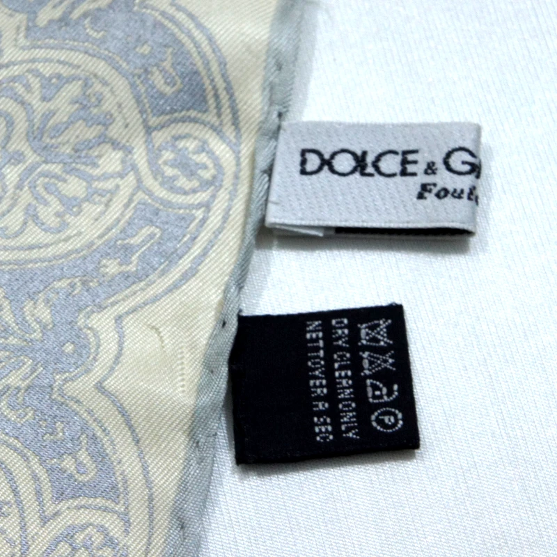 Auténtica bufanda de seda vintage DOLCE & GABBANA DG gris/beige estampado sarga 34" pulgadas Foto 4 de 4