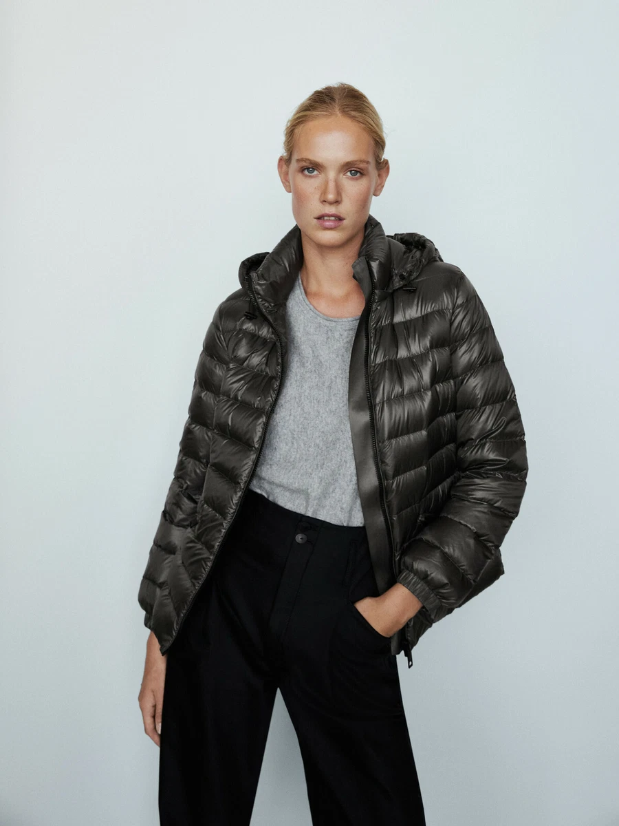 Massimo Dutti Black Feather Down Women s Puffer Jacket Size XL RRP