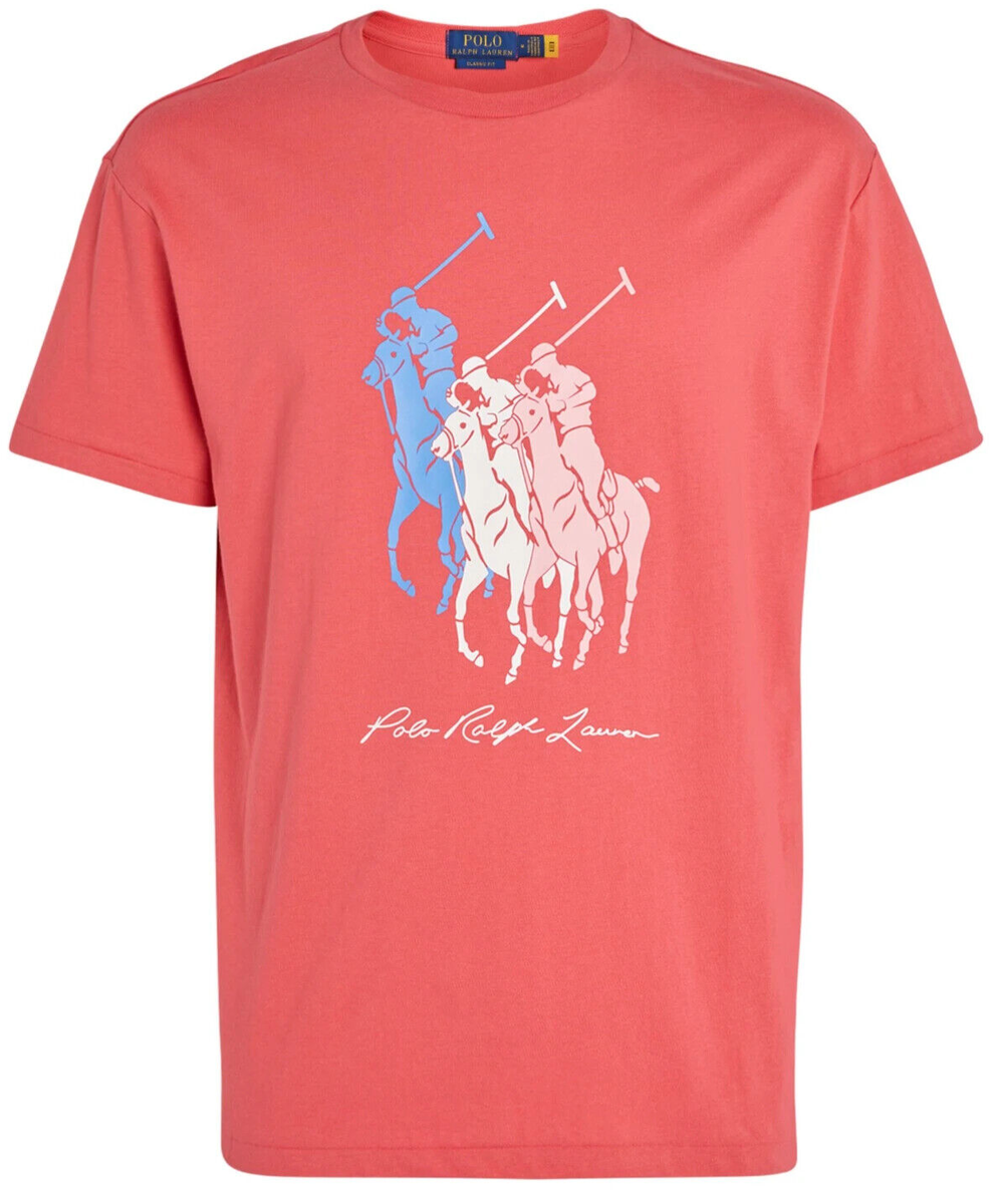 Polo Ralph Lauren Triple Pony Graphic Mens SZ M Nantucket Red Pink