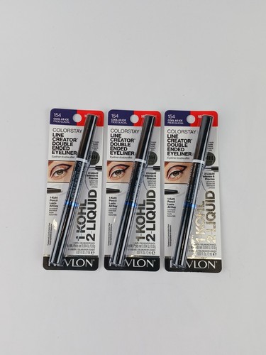 3 PACK REVLON LINE CREATOR DOUBLE ENDED LINER 1-KOHL 2- LIQUID 154 COOL AS ICE - Picture 2 of 5