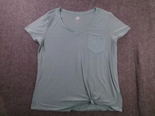 SO Top Women Medium Green Casual Base Layer Capsule Preppy Office Pocket Beachy
