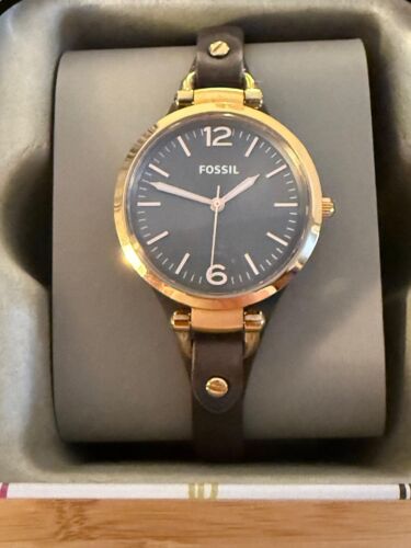 Women's Fossil Georgia Watch, Gold Tone 50M Brown Leather Band