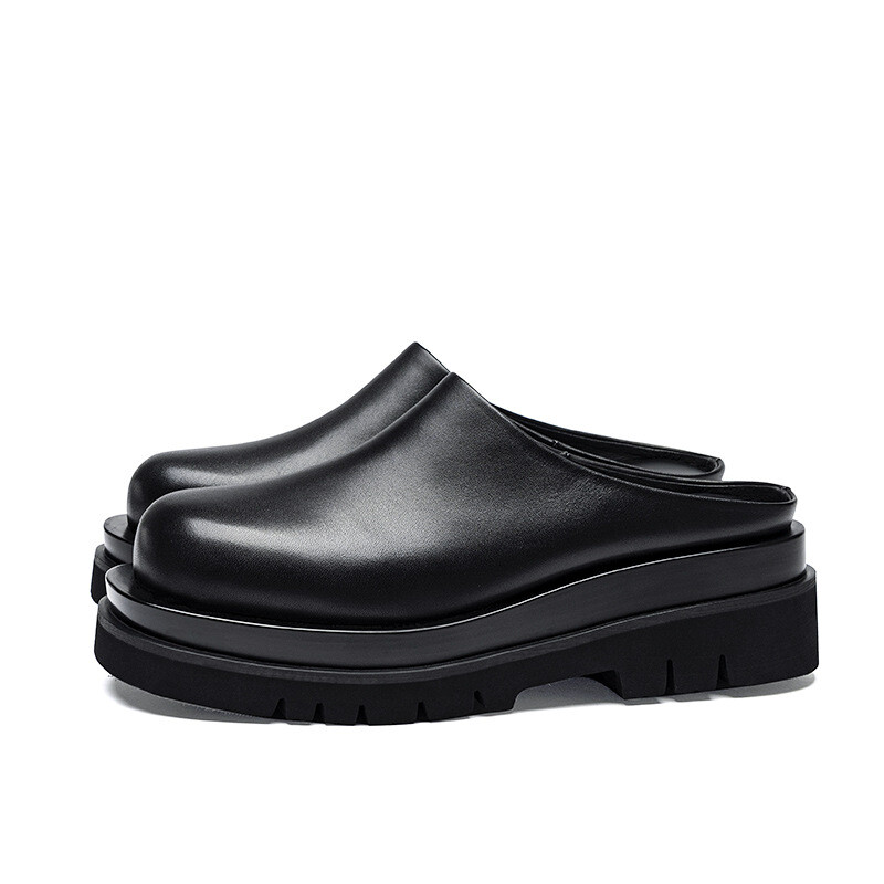 SAOLA Pantofole da uomo suola spessa punta chiusa tacco 6 cm pelle scarpe slip on