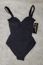 Cazimi Classics 16W Black Pinup 1 Piece Swimsuit Built In Bra